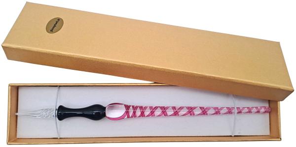 Tintenschreiber (transp., rosa-weiße Streifen)